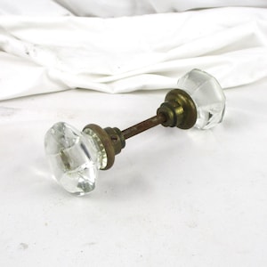Antique Octagonal Clear Glass Doorknob Set - Victorian Architectural Salvage