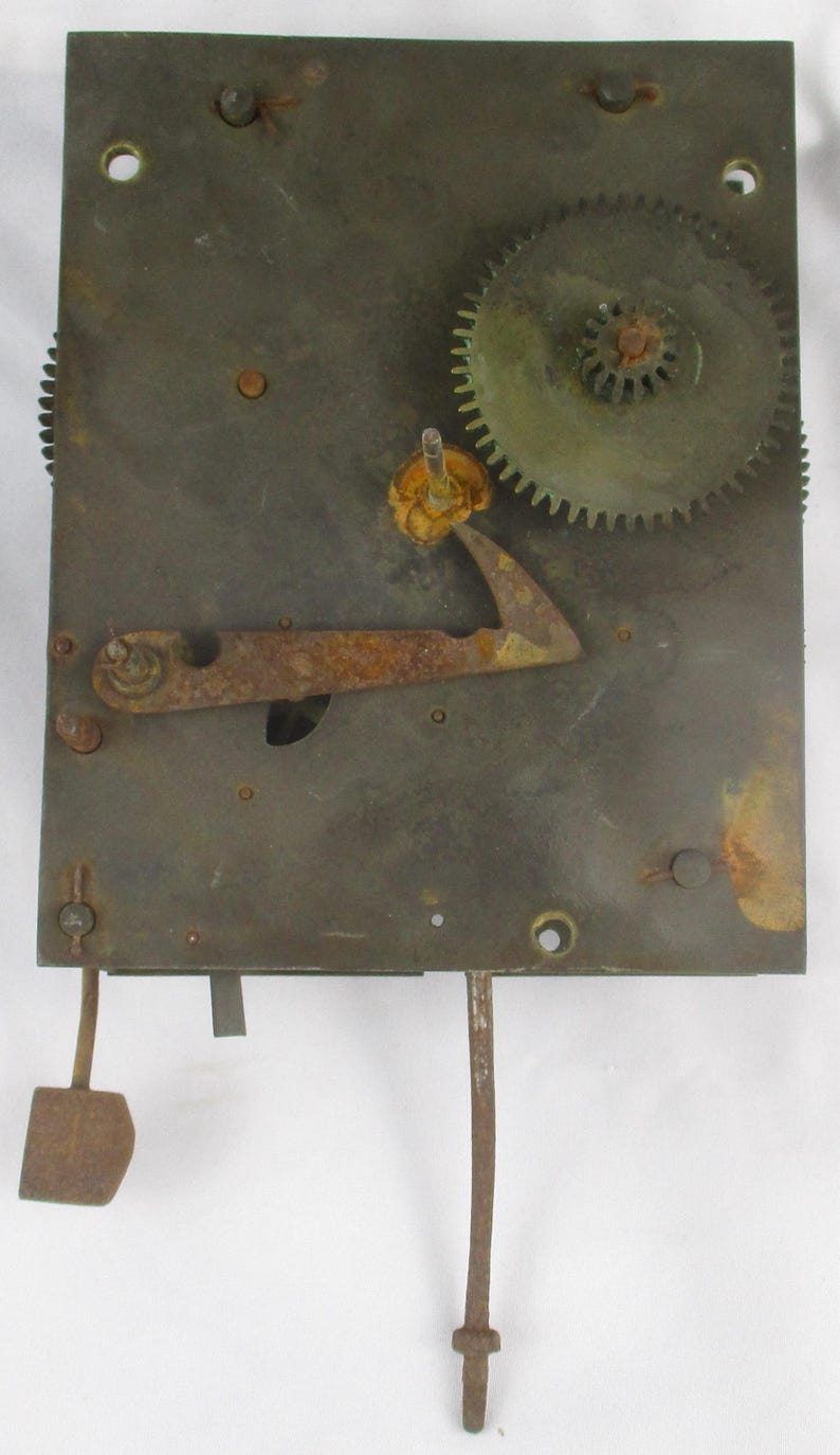 Clock Mechanism Movement, Antique Brass and Iron Horology Salvage, Steampunk Timepiece image 2