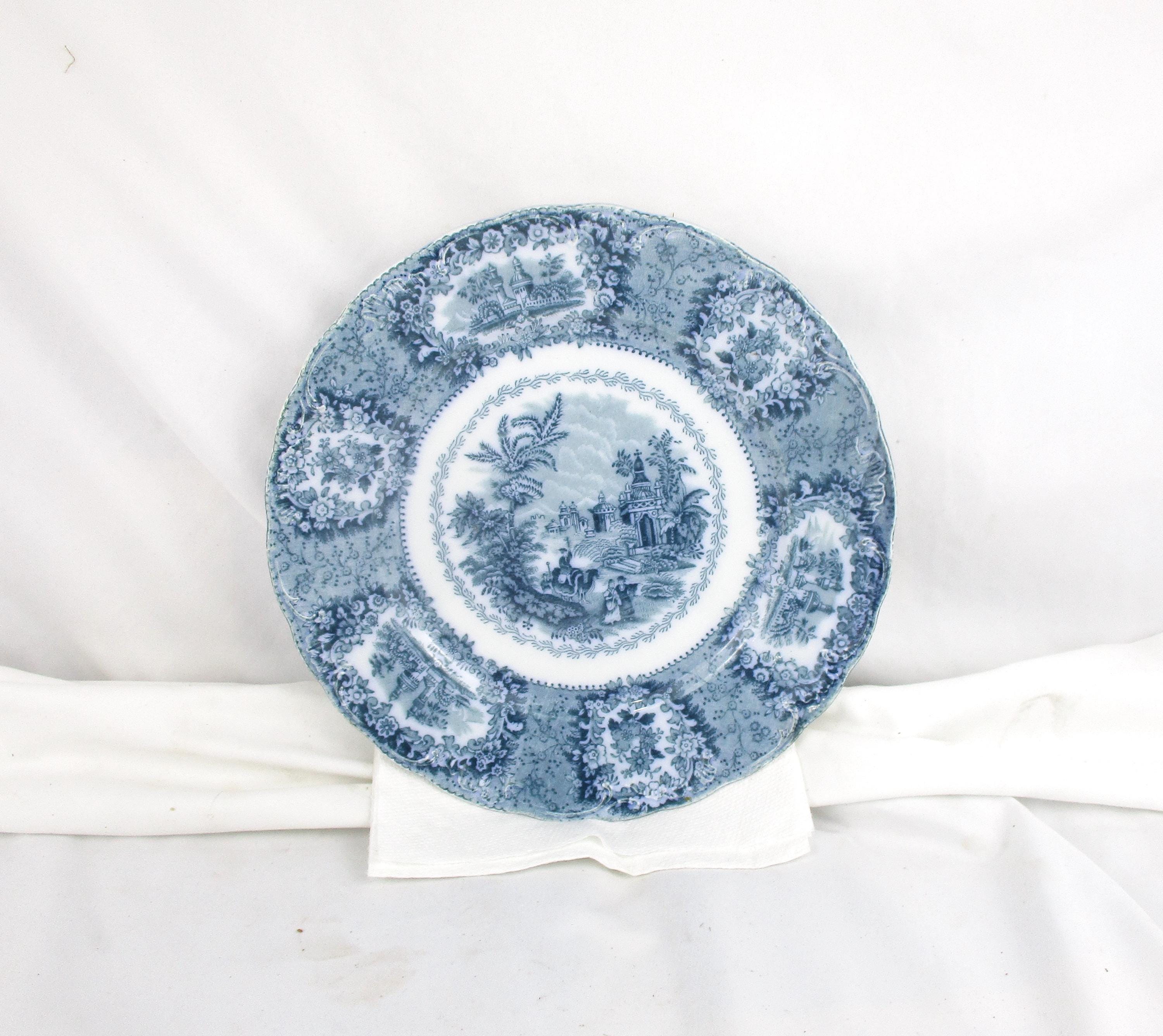 English Antique Staffordshire Plate: Ridgway Oriental Blue