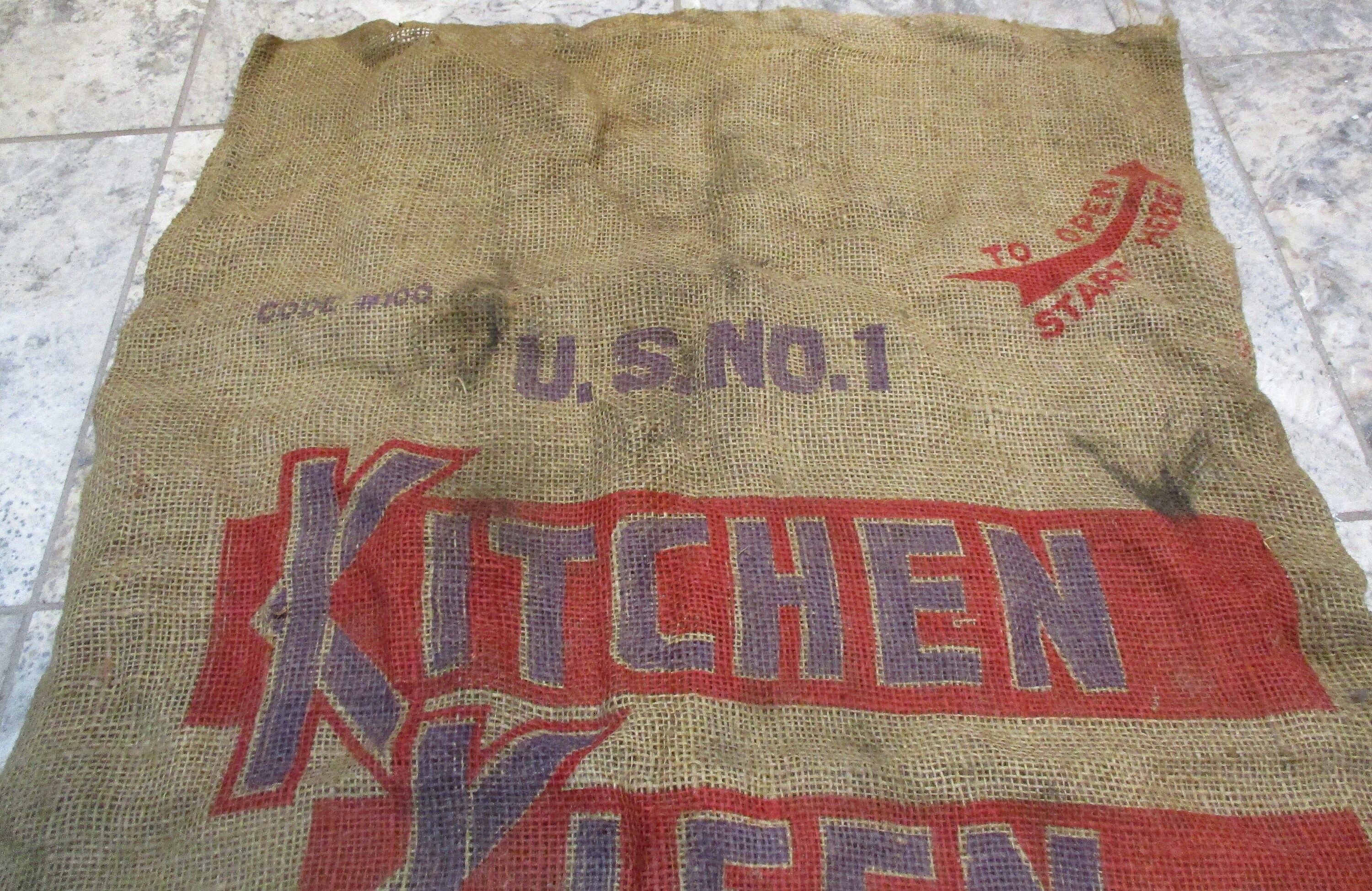 Burlap Potato Sack Retro Kitchen Kleen Brand Potatoes Vintage