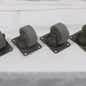 Industrial Casters, Set of 4 Cart Wheels, Vintage Furniture or Factory Cart Salvage