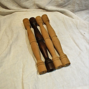 4 Spindles, Furniture Fragments, Hand Turned Stretchers, Vintage Furniture Salvage