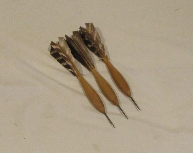 Set of 3 Vintage Darts, Wood and Feathers, Old Throwing Darts Etsy