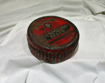 Watkins PetroCarbo-Salve, Vintage Veterinary Medicine Tin, Retro Mid Century Liniment Round Metal Container