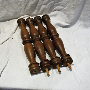 4 Spindles, Furniture Fragments, Hand Turned Stretchers, Vintage Furniture Salvage