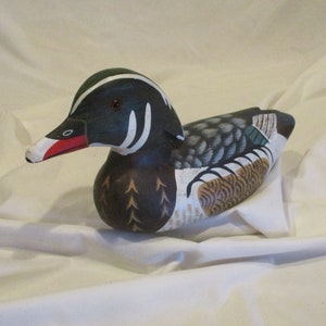 American Folk Art, Hand Painted Wood Duck, Signed Jake Werhel (?), Vintage Duck Figurine