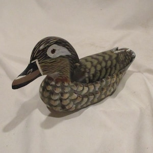 American Folk Art, Hand Painted Wood Duck, Signed Jake Werhel (?), Vintage Duck Figurine