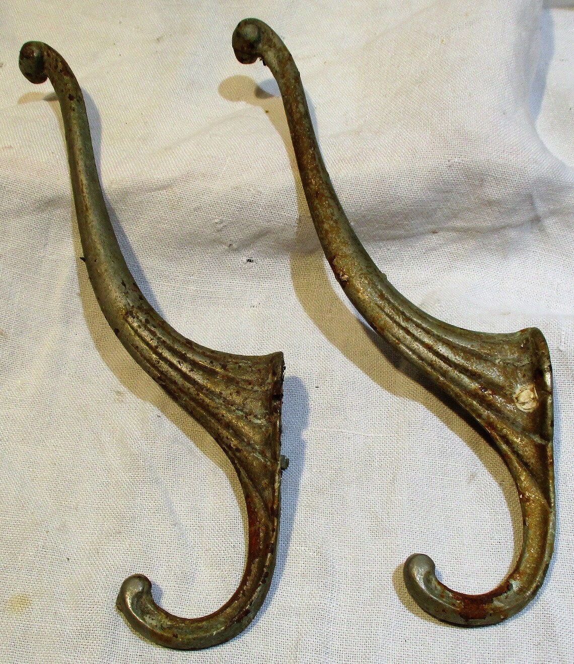 Art Deco Hooks Set of 2 Matching Large Metal Coat Hooks Old | Etsy