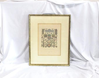 Framed French Chromolithograph of 18th Century Decorative Objects