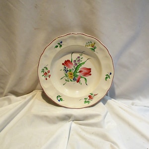 French Floral Large Bowl, Luneville France Wildflowers, Old Bowl