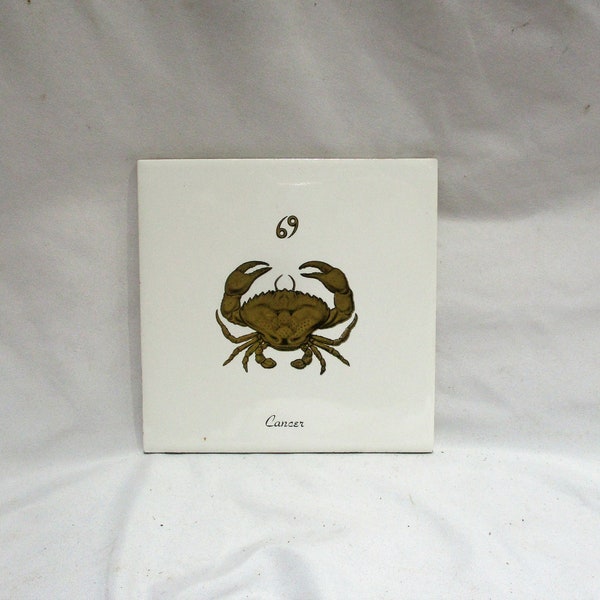 Ceramic Tile, Horoscope or Astrology, Astrological Sign Cancer or Crab, Architectural Salvage Decorative Tileor Trivet