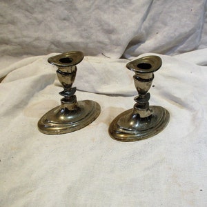 Pair of Candlesticks, Vintage Antique Art Deco Silver Candle Holders