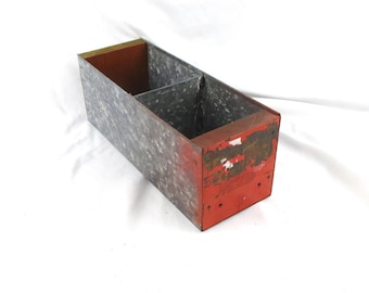 Galvanized Tin and Wood Drawer from Old Hardware Store, Repurpose as Organizer