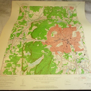 1953 Connecticut New Britain Map, Old Central Connecticut Map, Vintage Map