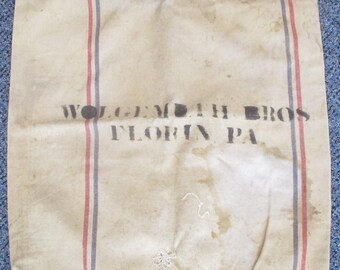 Canvas Sack, Wolgemuth Brothers Florin PA, Vintage Feed Bag, Old Textile from Netherlands