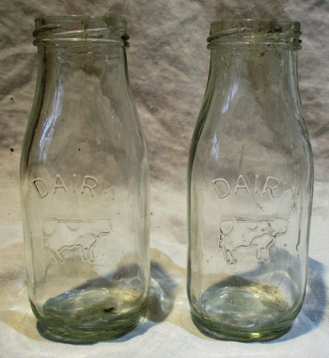 Dairy Bottles Embossed Cow Milk Bottles Vintage Glass Farm Etsy