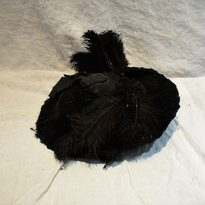 Amish Mourning Hat, Vintage Women's Black Mourning Hat, Vintage Millinery, Vintage Clothing and Costume