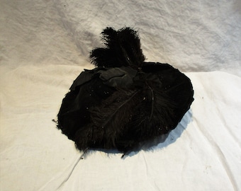 Amish Mourning Hat, Vintage Women's Black Mourning Hat, Vintage Millinery, Vintage Clothing and Costume