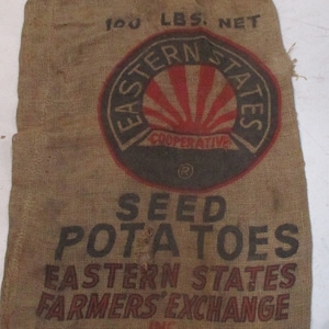 Burlap Sack, West Springfield, Massachusetts Eastern States Farmer&#39;s Exchange Potato Sack, Vintage Farm and Barn Stock