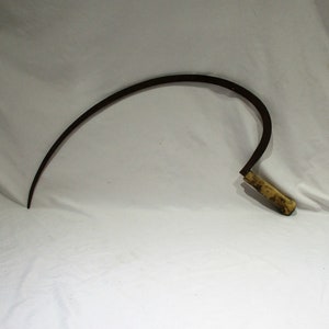 Sickle or Scythe or Reaper, Old Farm Tool, Hand Made and Hand Forged and Signed, Antique Early American Agricultural Tool