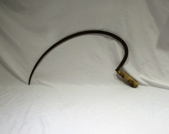 Sickle or Scythe or Reaper, Old Farm Tool, Hand Made and Hand Forged and Signed, Antique Early American Agricultural Tool