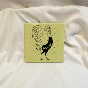 Frigidaire Rooster Porcelain Tile, Retro Mid Century Kitsch, Early Porcelain Trivet