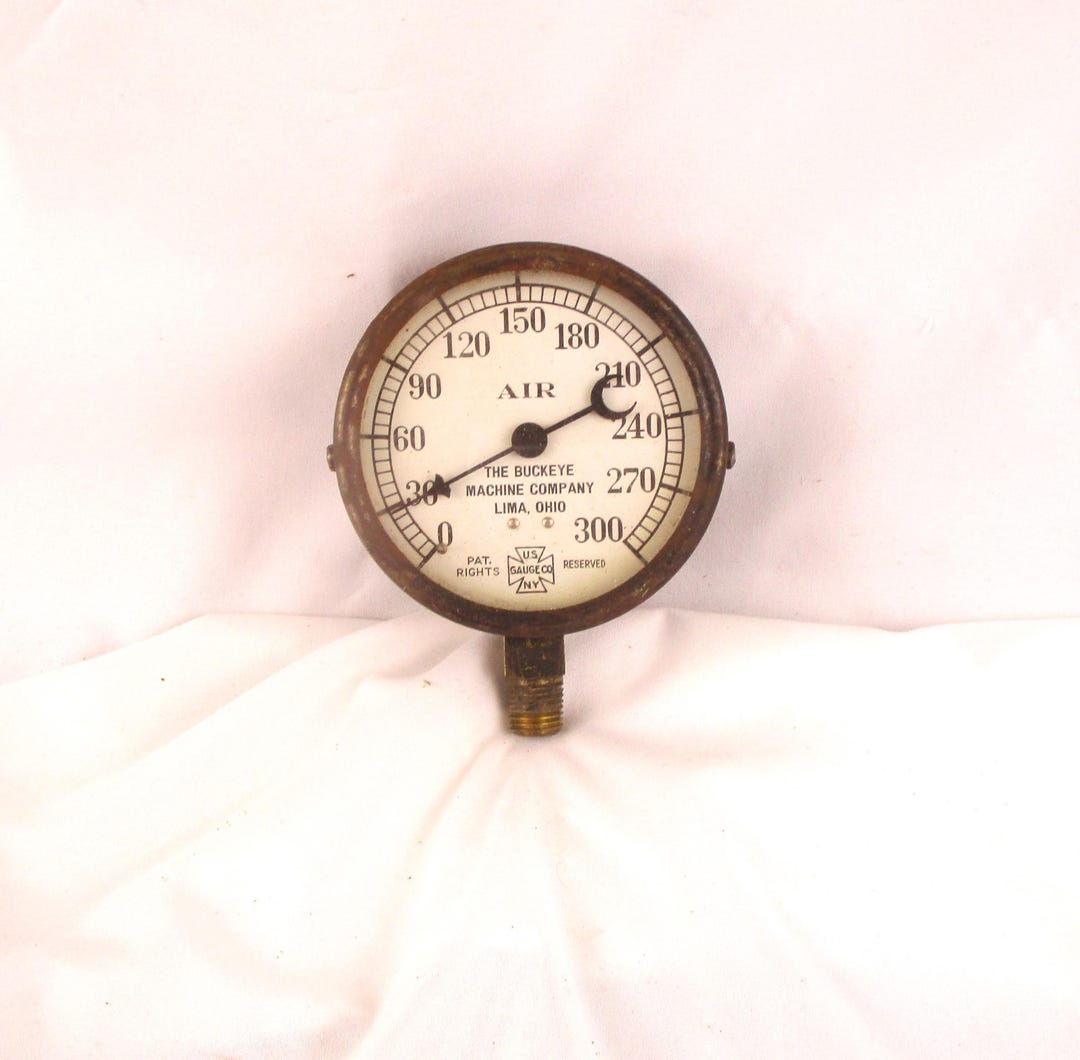1920s Air Pressure Gauge, Buckeye Machine Company Lima Ohio Industrial ...