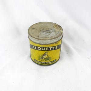 alouette smoke a cigarette Vintage Yellow Smoking Tobacco tin Montreal, Quebec (Box Y4) Canada Tobacco Tin - Etsy