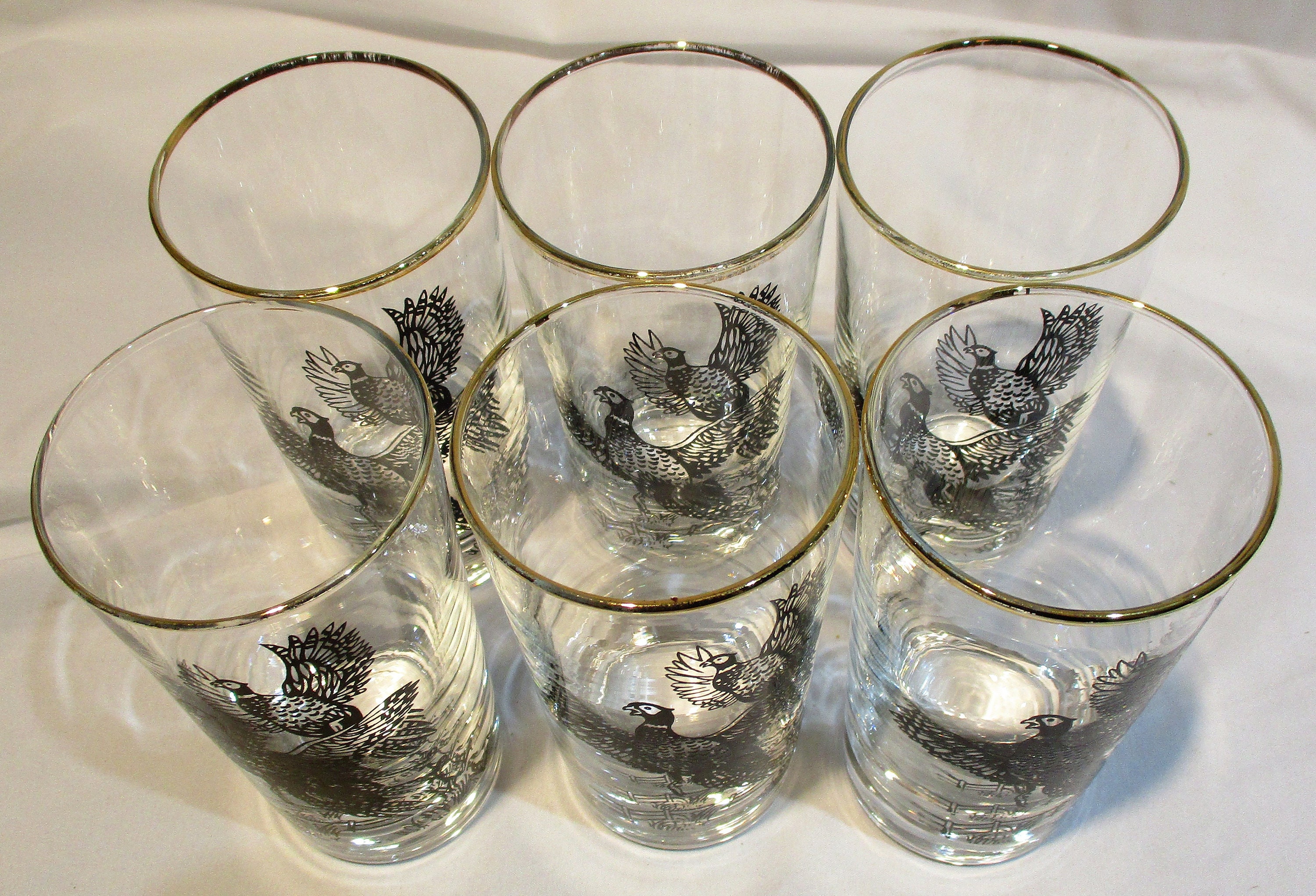 Mid-Century Naughty Santa and Reindeer Highball Glasses (Set of 6