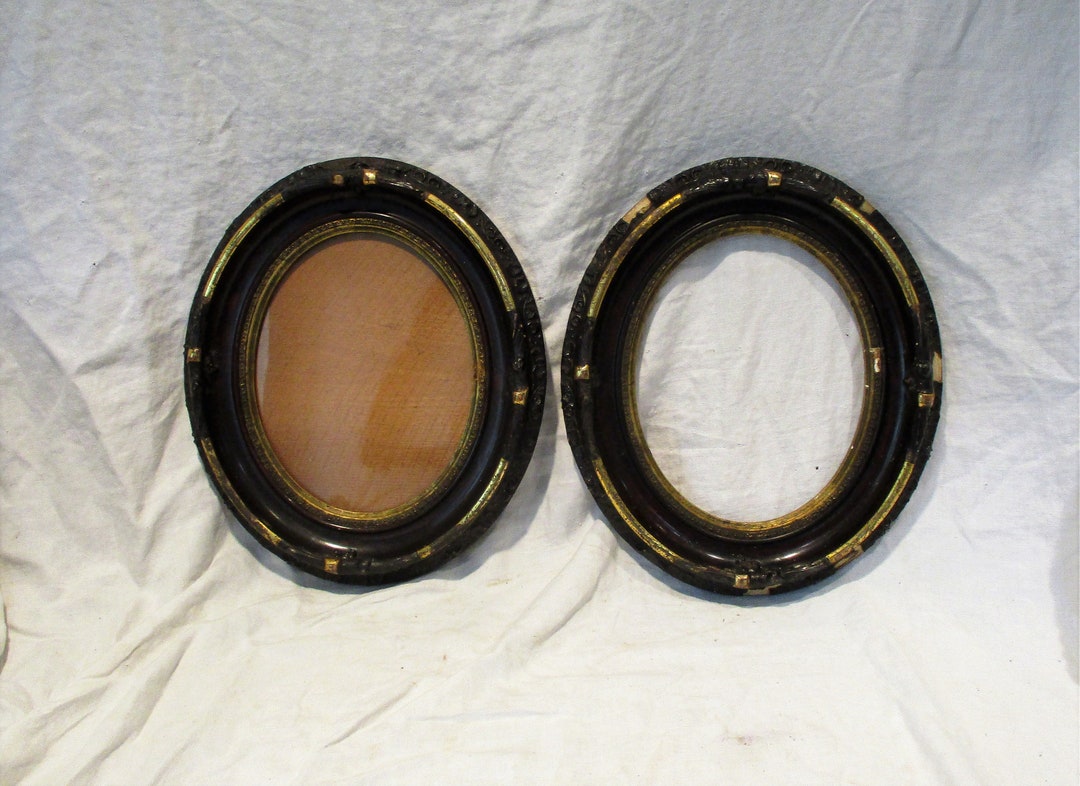 Victorian Oval Wood Picture Frames: Beaux Arts Carved Pair - Etsy