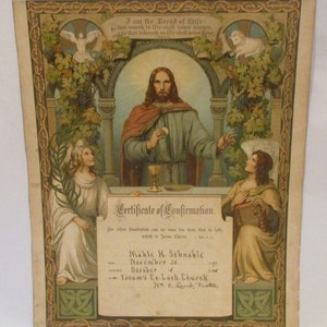 1905 Confirmation Certificate,early 20th Century Folk Art German
