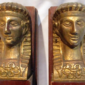 Matching Pillars or Pilasters, Caryatid Figures, Egyptian Revival, Old Furniture Fragments, Re-Purpose