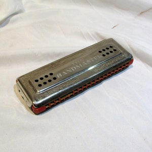 Harmonica, Antique German Bandmaster Large Working Harmonica, 19th Century Musical Instrument Salvage image 1