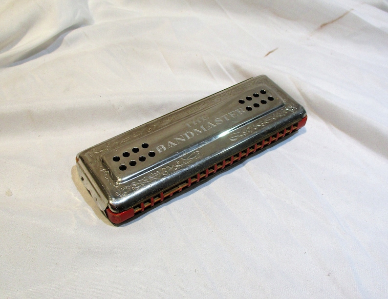 Harmonica, Antique German Bandmaster Large Working Harmonica, 19th Century Musical Instrument Salvage image 1