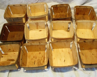 Vintage Wood Splint Berry Baskets: Farmhouse Display Props, Set of 12