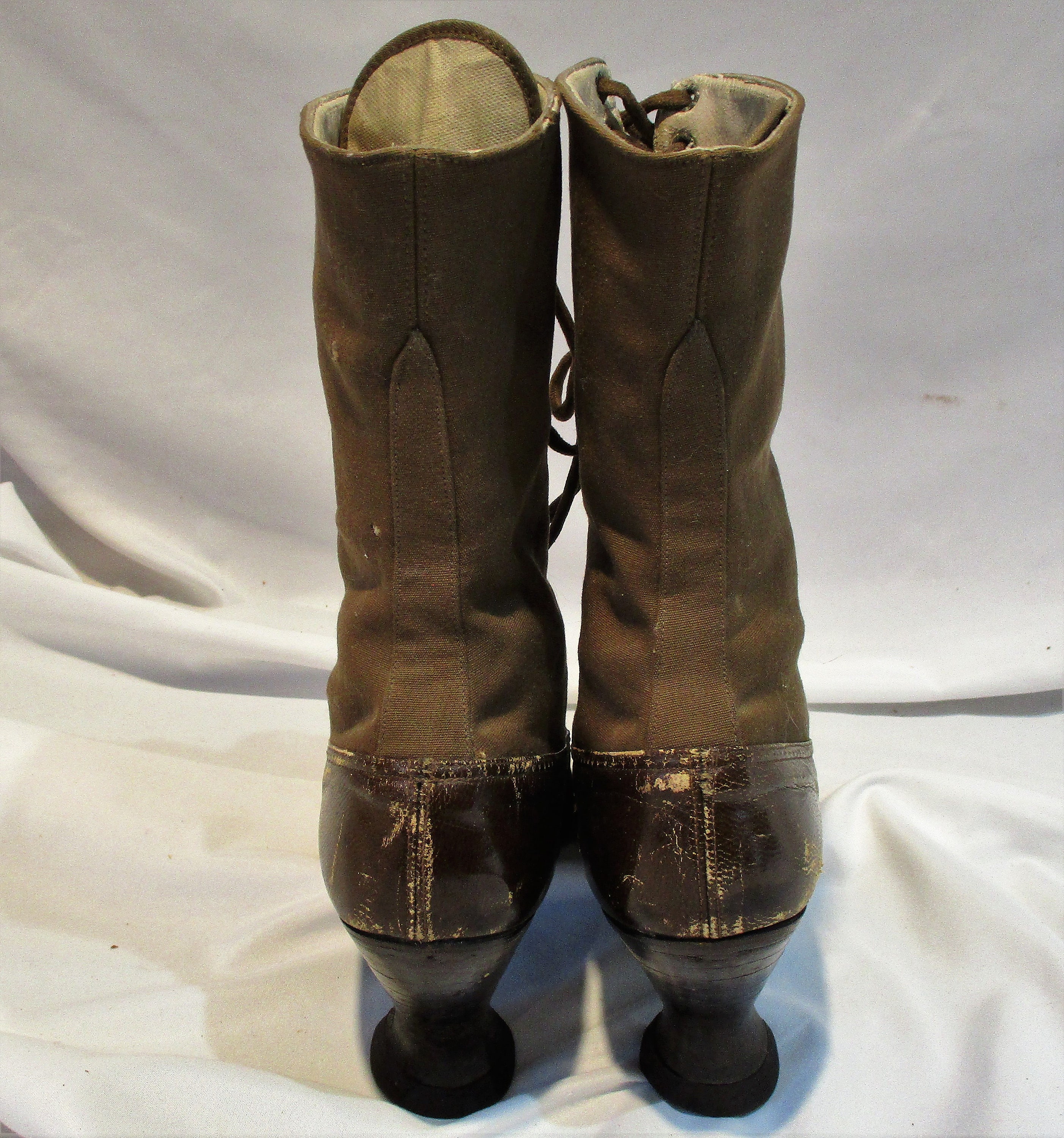 Edwardian Brown Leather and Fabric Two Tone Boots Very Old | Etsy