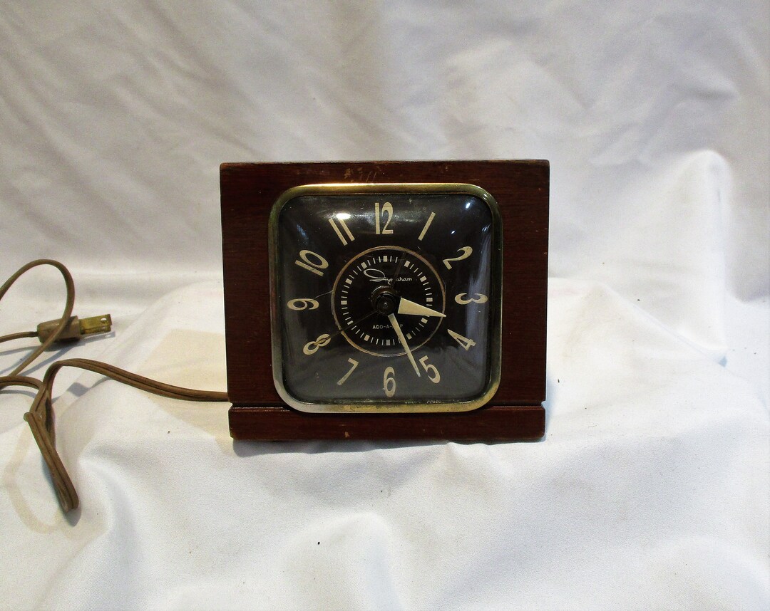 Ingraham Addanap Alarm Clock Mid Century Night Table Clock Etsy
