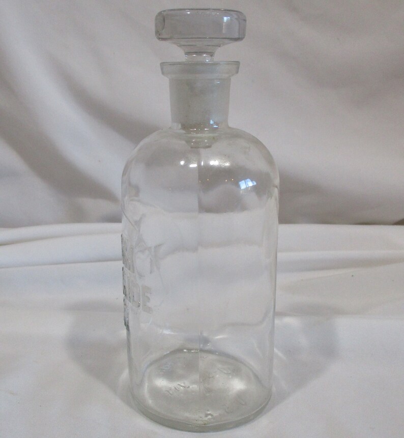 Vintage Wheaton Apothecary Bottle: Embossed Sodium Hydroxide, Frosted Stopper image 4