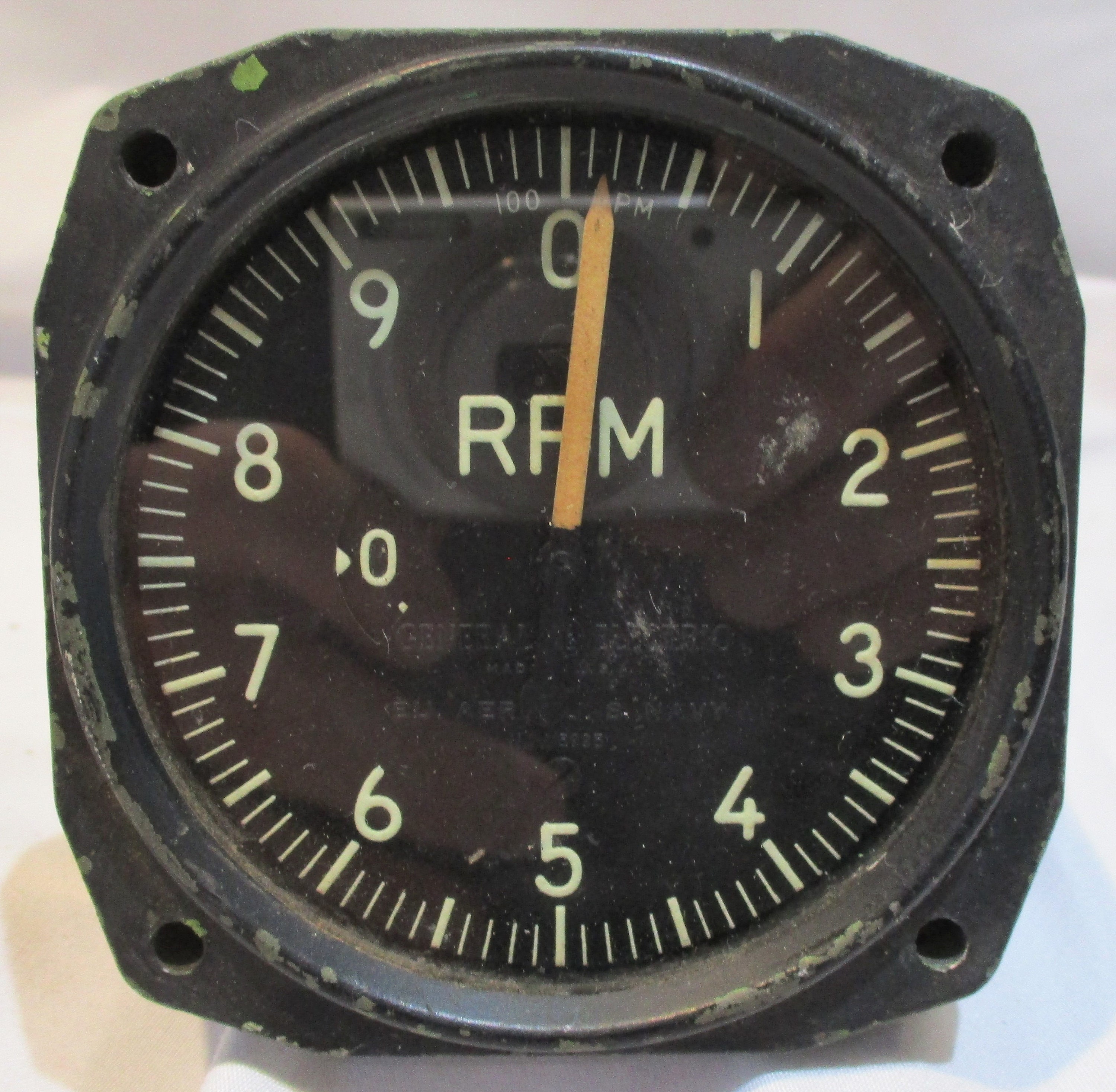 US Navy Airplane Gauge, Engine RPM Gauge, Vintage Naval Aviation Pilot