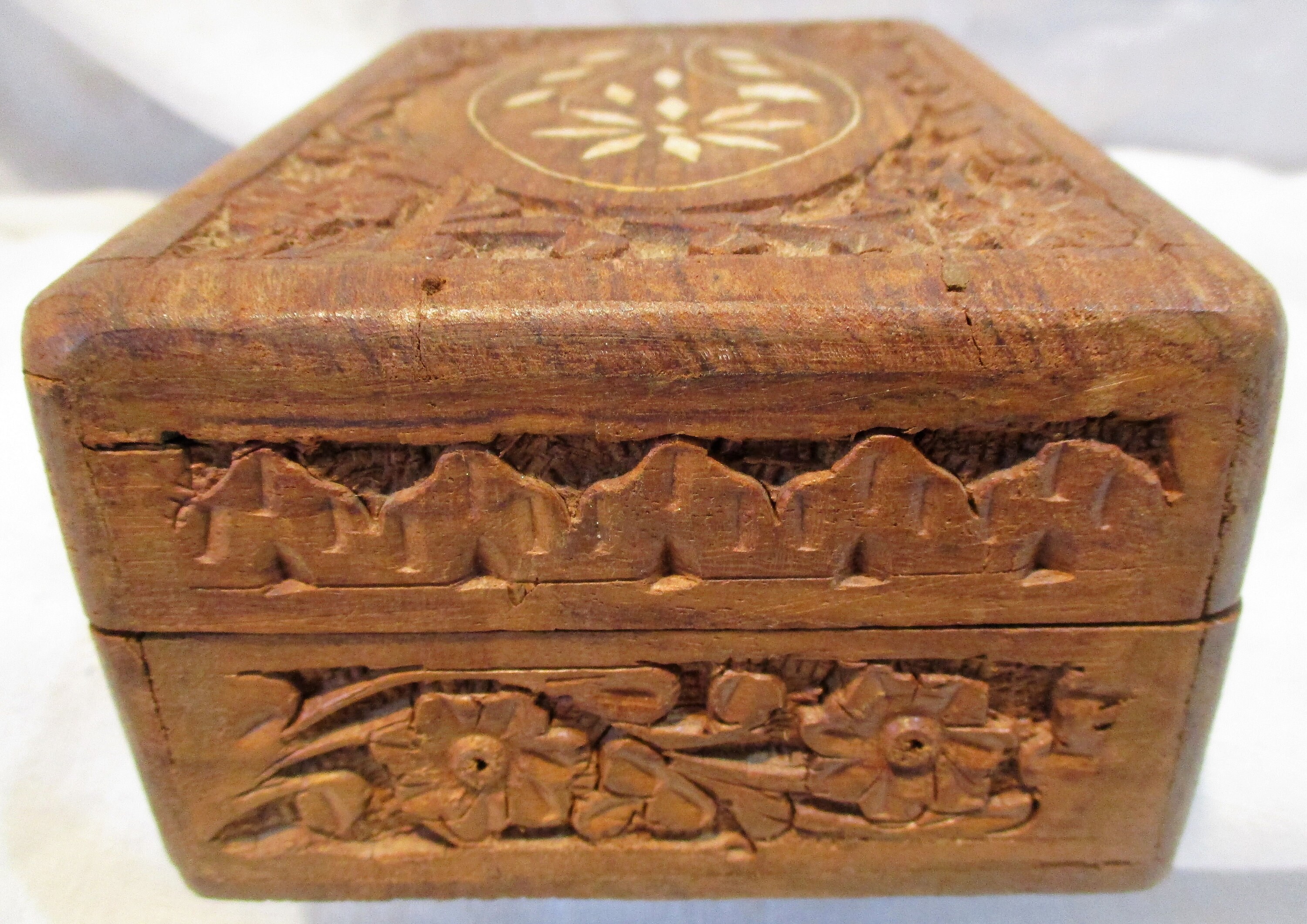 Folk Art Box Exceptional Old Wood Box Hand Carved Great Etsy