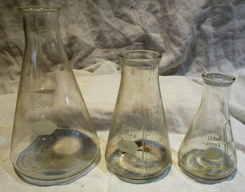 Lab Glass Set of 3 Different Sizes Kimax Apothecary Etsy