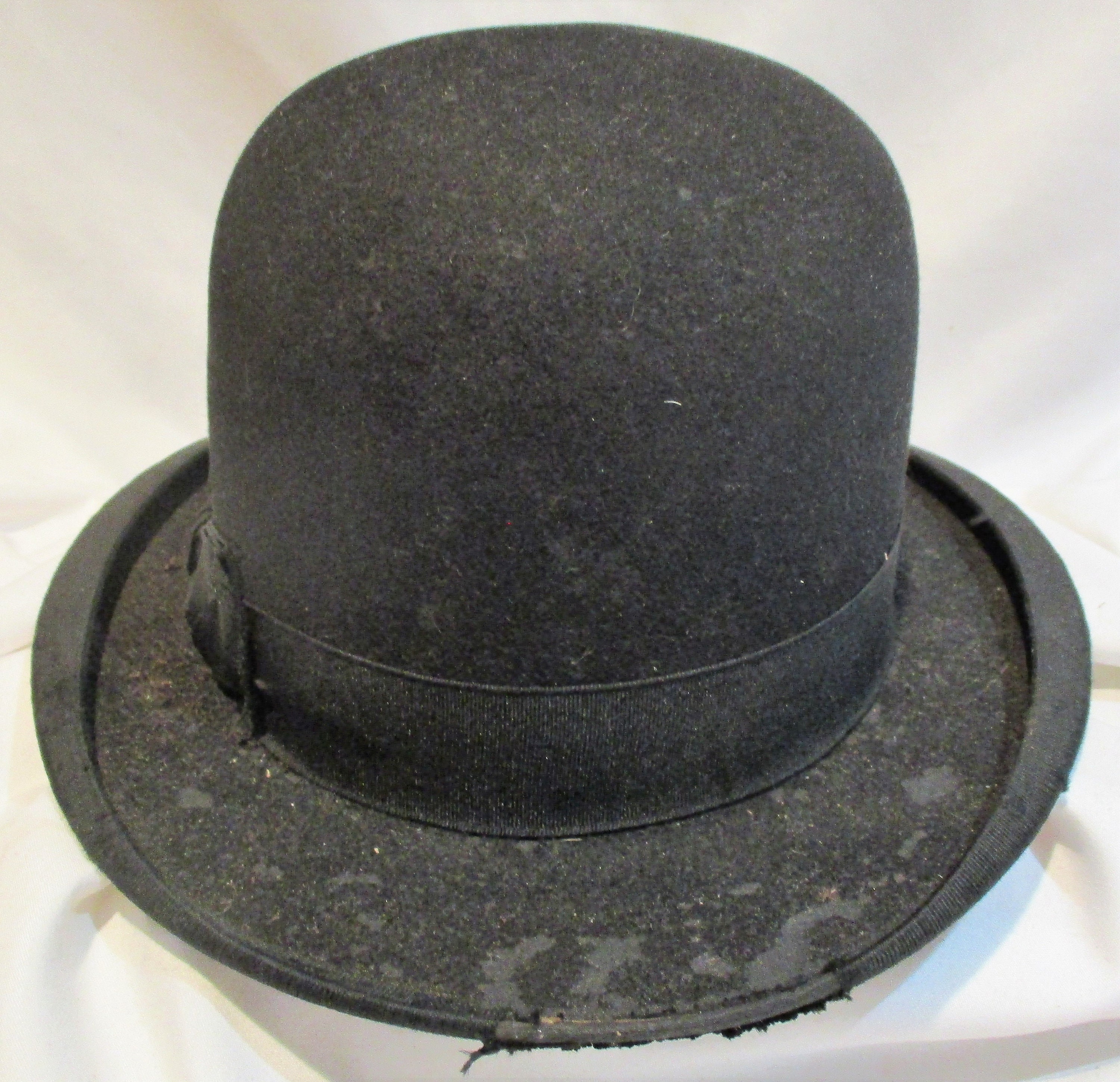 Vintage Wool Felt Black Bowler Hat With Ties NWOT Vintage Black Felt Bowler Hat: Antique Derby, Size 6 5/8 - Etsy main image 2