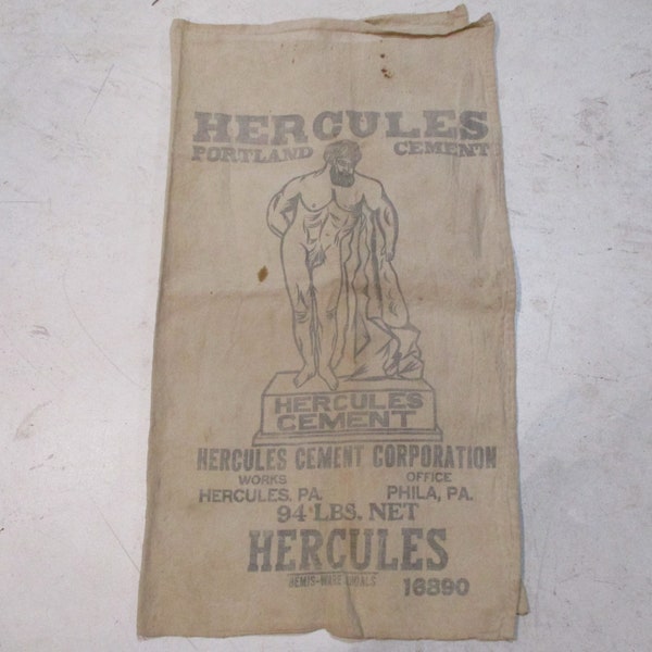 Hercules Portland Cement Canvas Sack, Old Sack, Vintage Sack, Vintage Textile