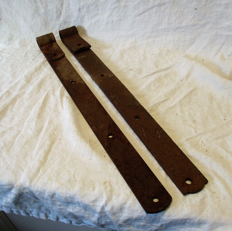 Strap Hinges Pair Sort Of Hand Forged Wrought Iron Barn Etsy