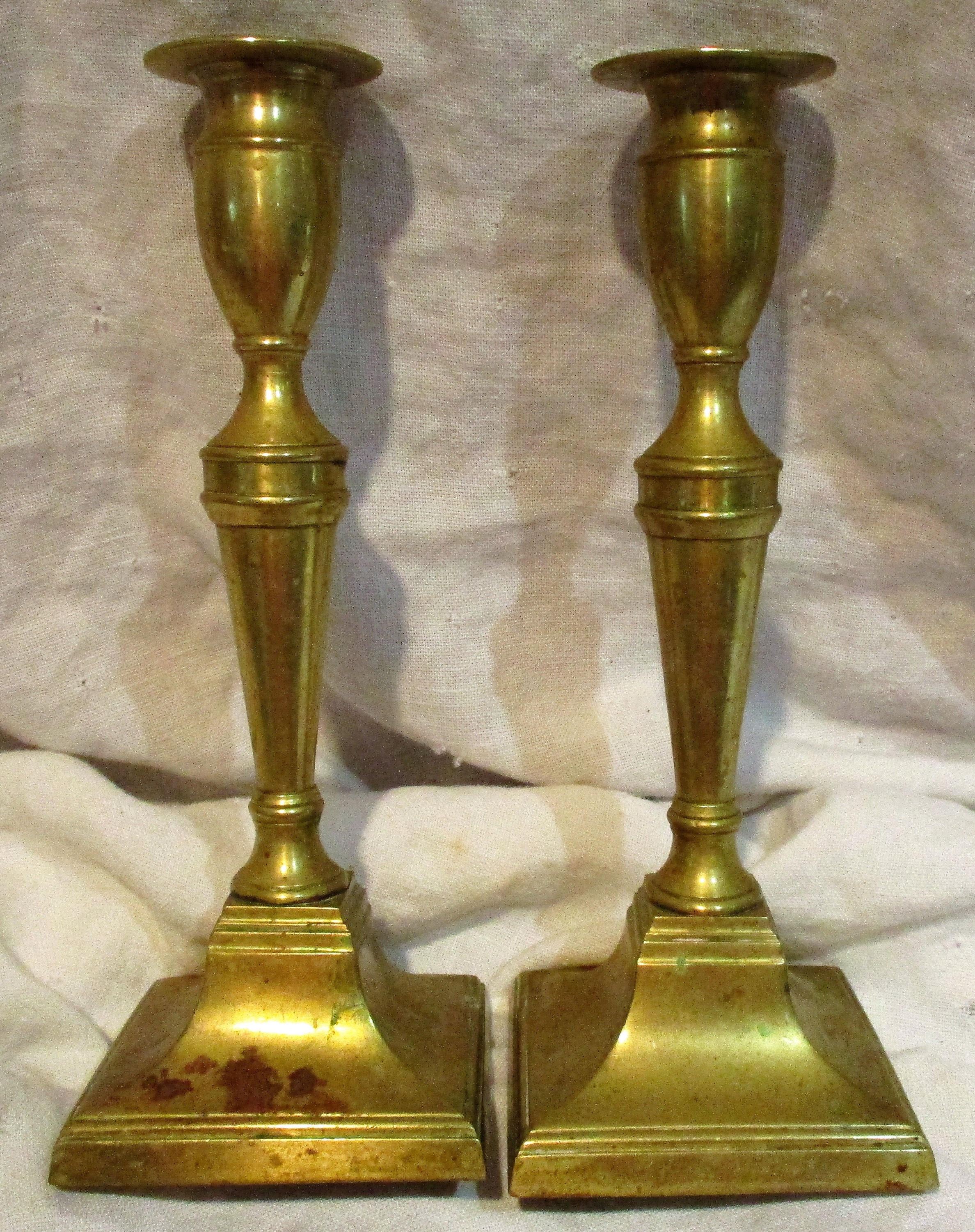 Brass Candlesticks Pair of Old Colonial Candlesticks Vintage Etsy