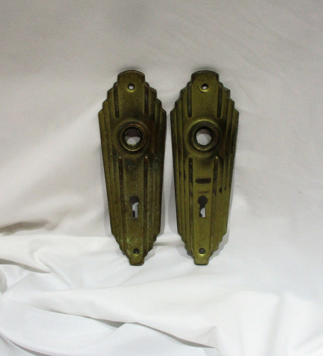 Door Latch Plates, Vintage Art Deco Door Lock Hardware, Old Doorknob