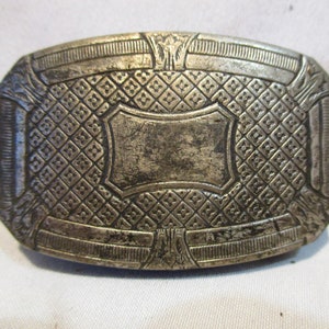 Belt Buckle, Embossed Silver Metal, Vintage Decorative Buckle