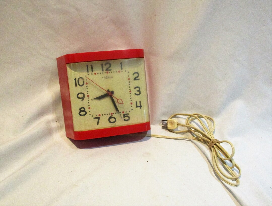 Telechron Wall Clock Retro Mid Century Red Retro Atomic Age Etsy