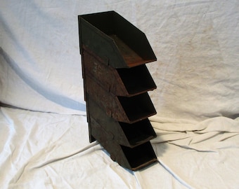 Vintage Steel Stackable Parts Bins - Set of 5 - Workshop Storage