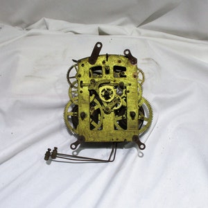 Clock Mechanism or Movement, Vintage Brass, American Ansonia Late 19th or Early 20th Century, Salvage Chic, Steampunk Timepiece